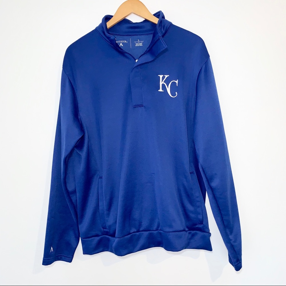 KC Royals Quarter Zip Blue Pullover Large